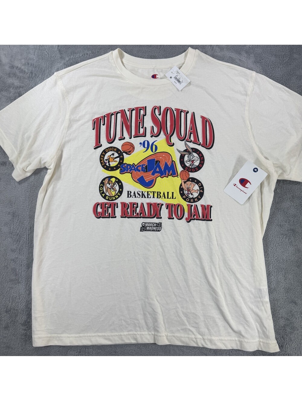 Champion Space Jam Get Ready to Jam 90's March Madness XL White Graphic T-Shirt